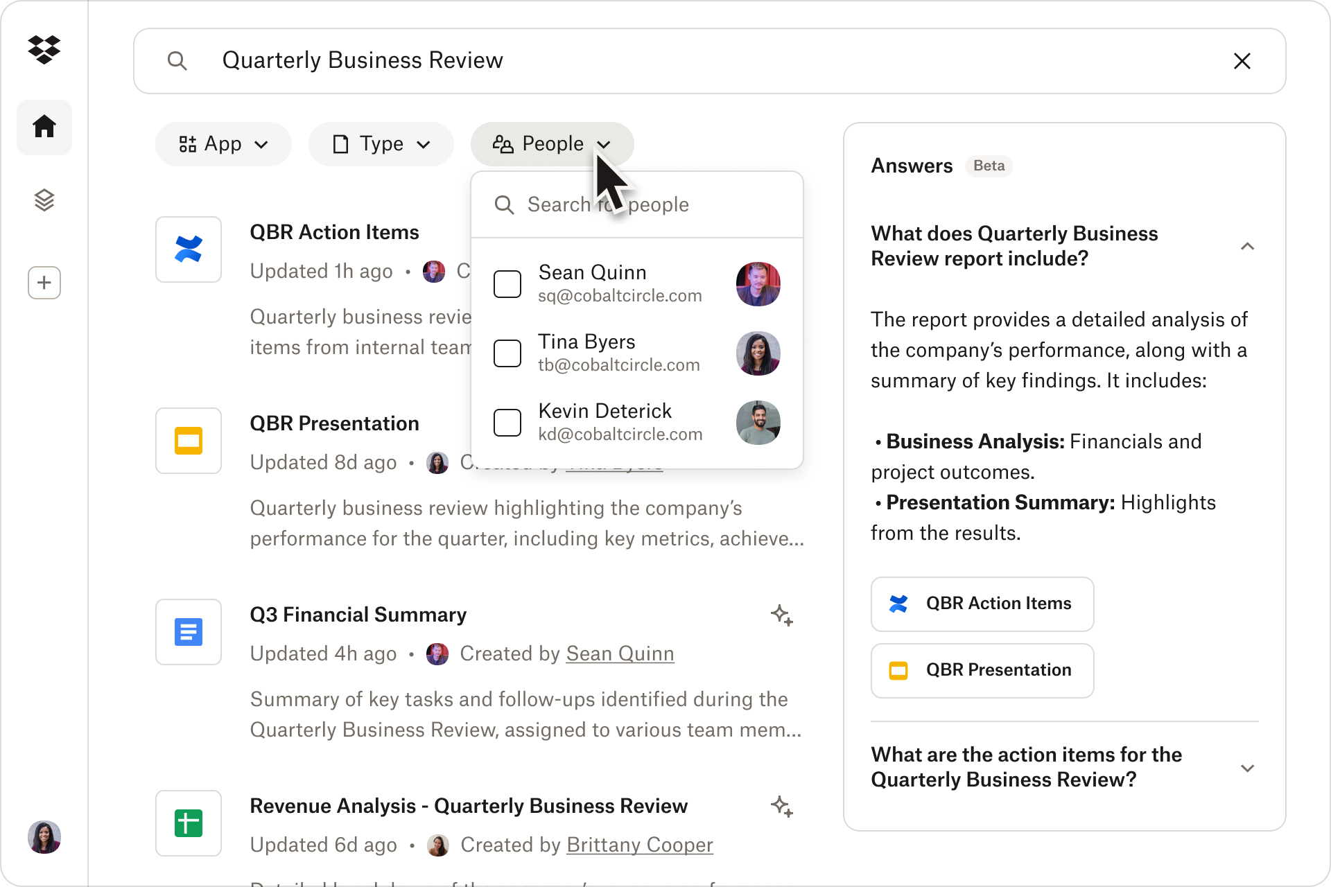 screenshot of Dropbox Dash for Business